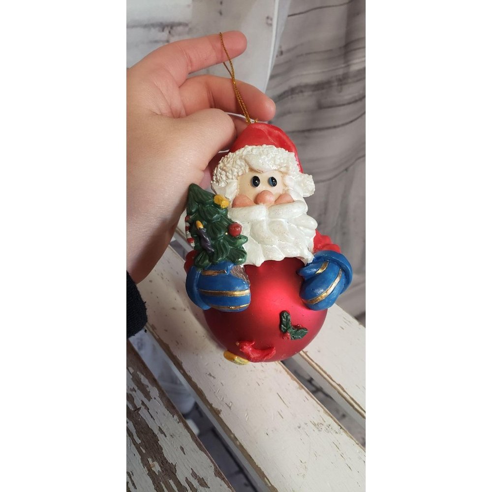 Vintage Santa‎ On Glass Ball Mistletoe Tree Candy C